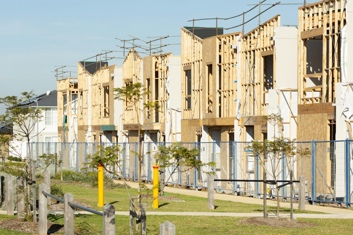 Front view: framing taking shape: Front and exterior view · residential construction